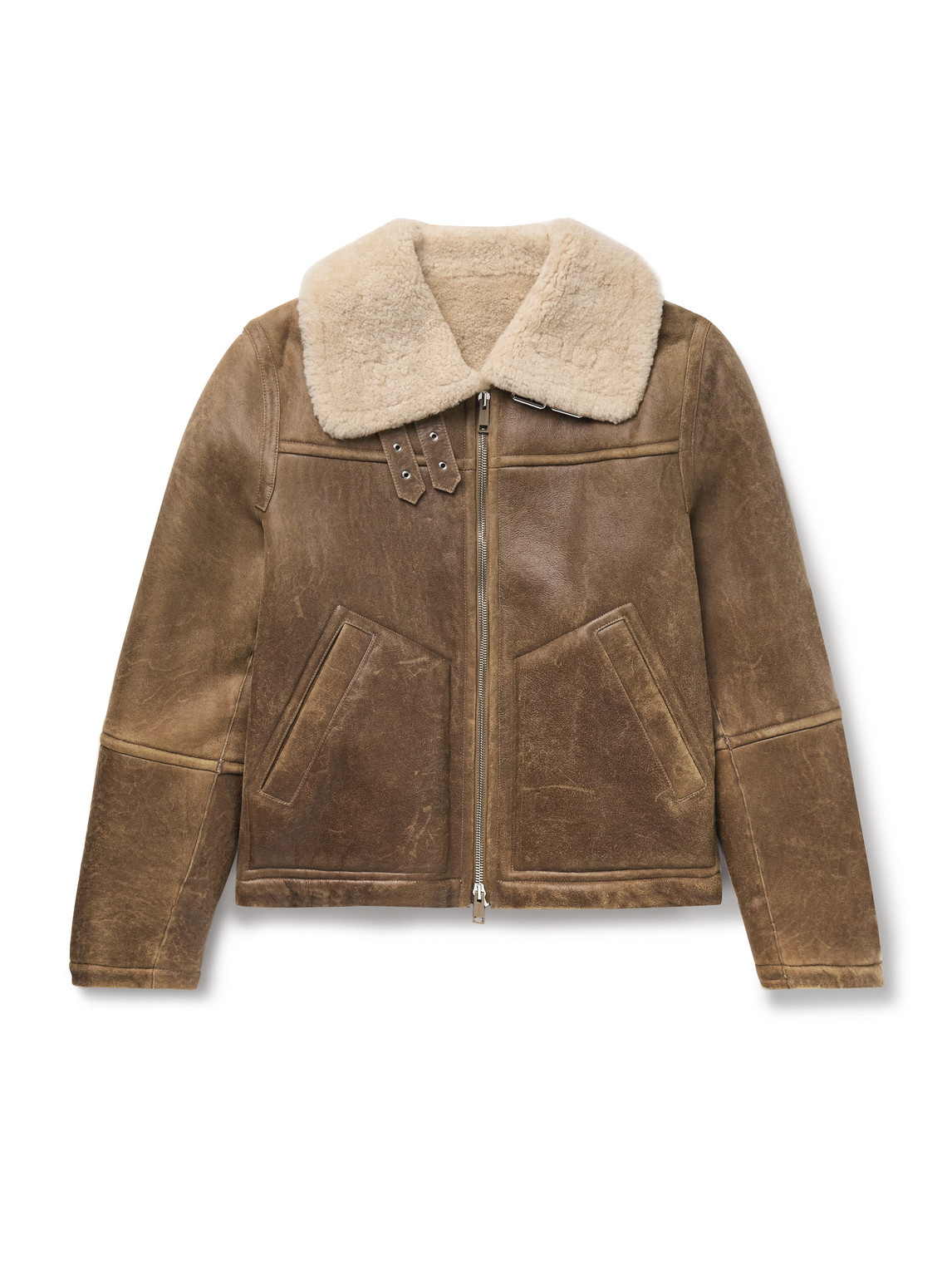 YVES SALOMON SHEARLING-LINED LEATHER AVIATOR JACKET