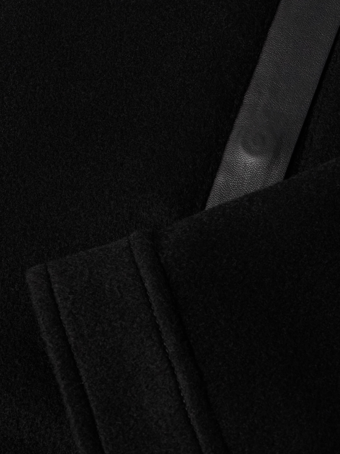 YVES SALOMON LEATHER AND SHEARLING-TRIMMED WOOL AND CASHMERE-BLEND JACKET