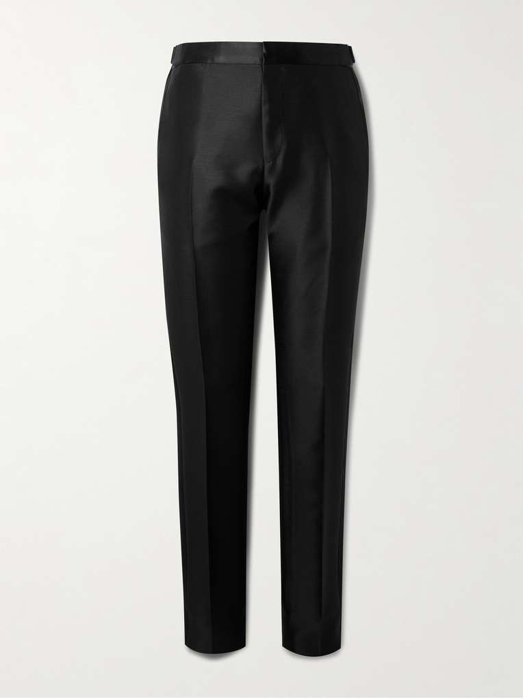 Tom Ford — Straight-Leg Satin-Trimmed Wool, Mohair and Silk-Blend Tuxedo Trousers
