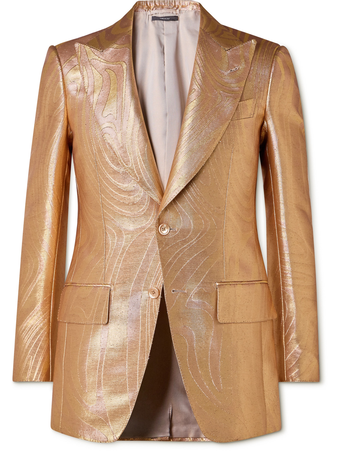 Tom Ford Dyllan Dupioni-jacquard Suit Jacket In Gold