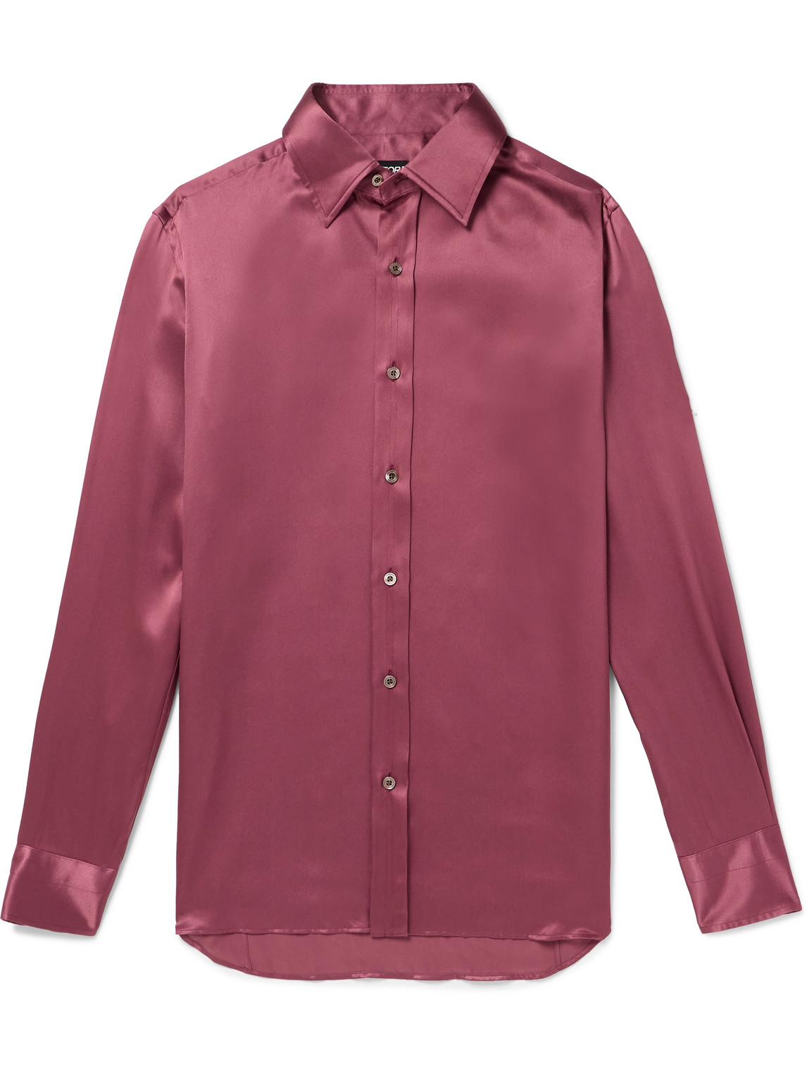 Tom Ford Slim-fit Silk-satin Shirt In Pink
