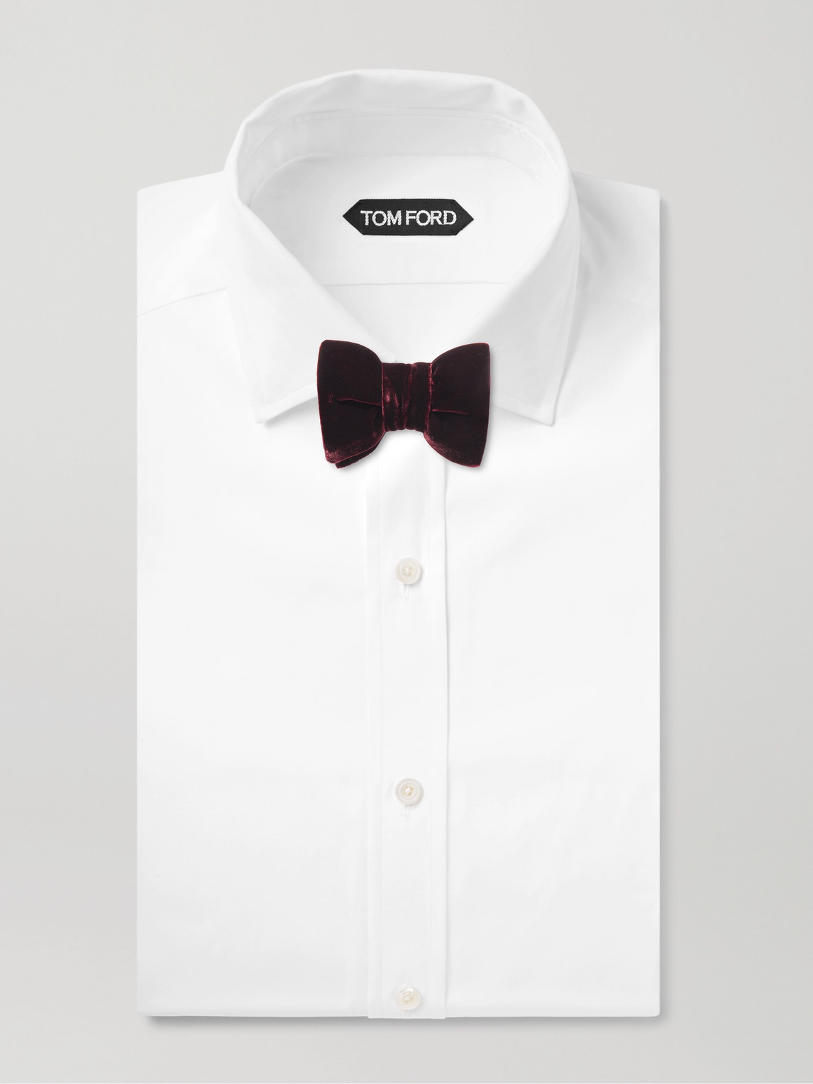 Tom Ford Pre-tied Cotton-velvet Bow Tie In Burgundy