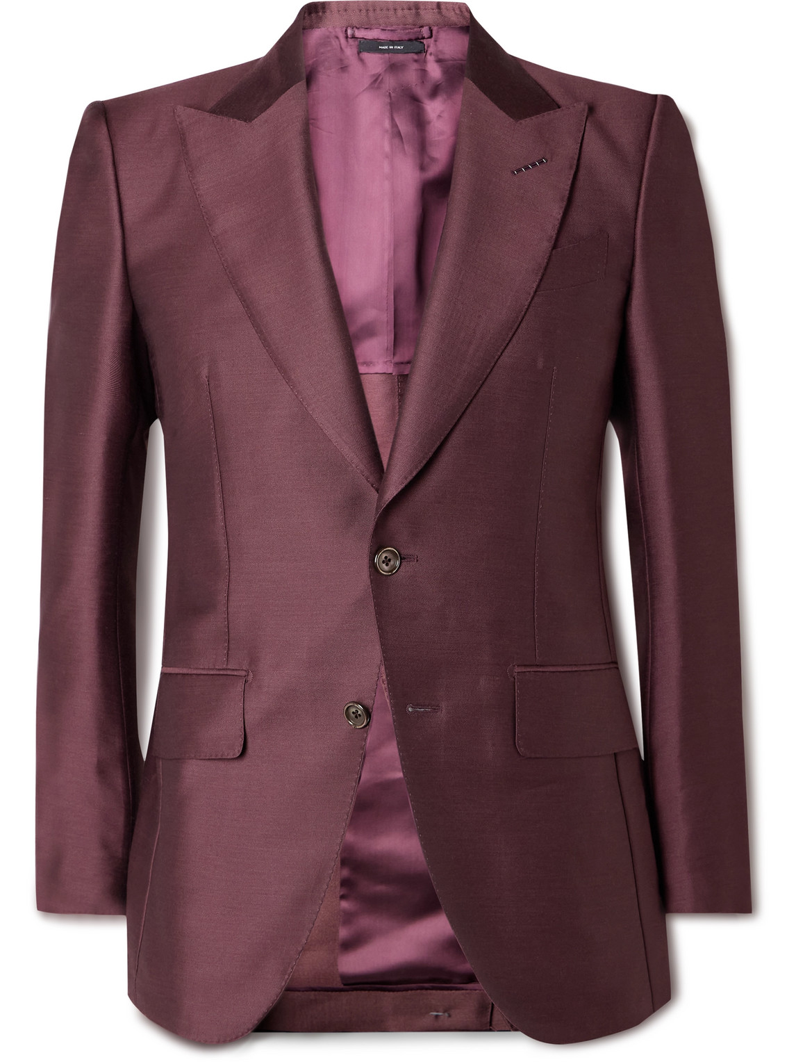 Tom Ford Wool, Mohair And Silk-blend Twill Suit Jacket In Burgundy
