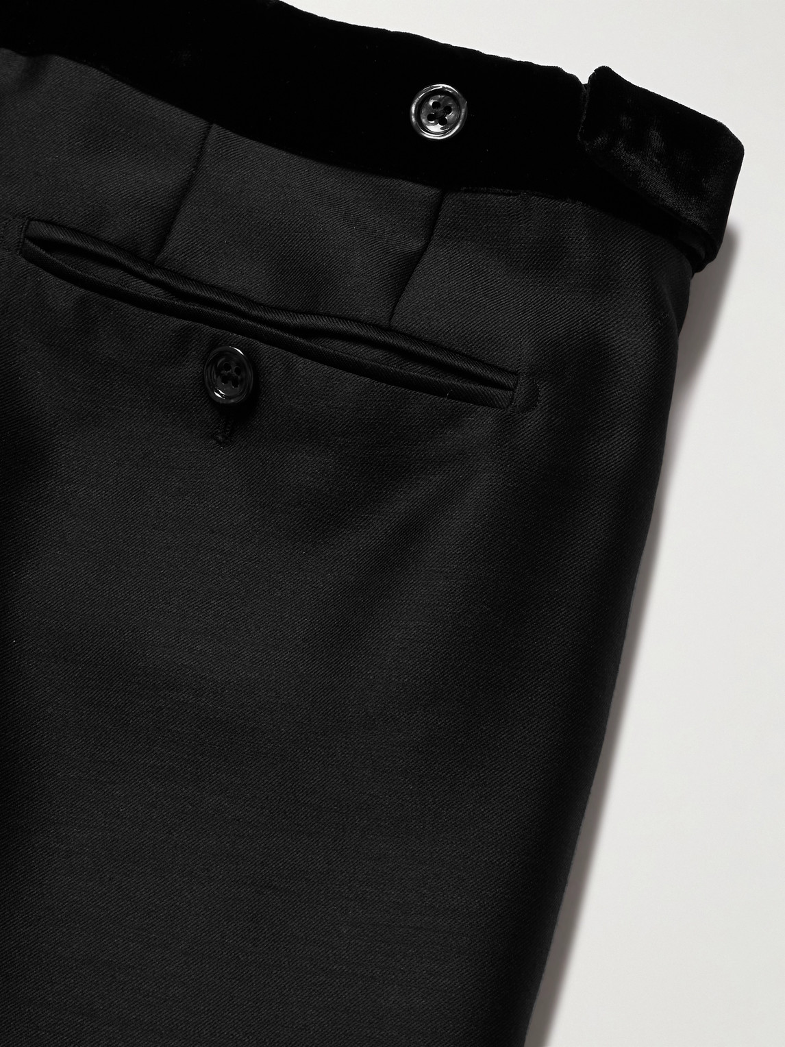 Tom Ford - Straight-leg Velvet-trimmed Wool, Mohair And Silk-blend Tuxedo Trousers - Men - Black - It 52 