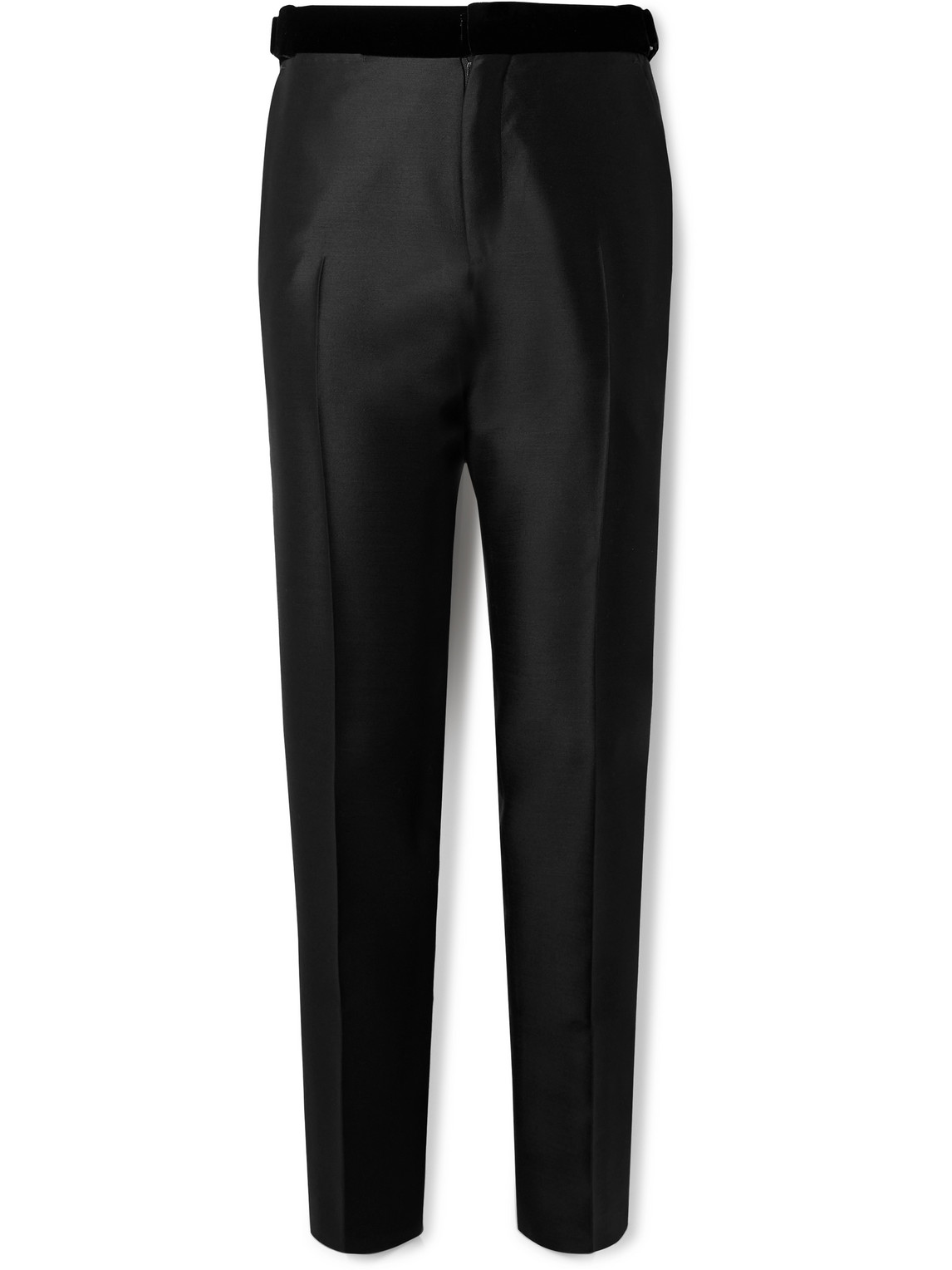 Tom Ford Straight-Leg Velvet-Trimmed Wool, Mohair and Silk-Blend Tuxedo Trousers - Men