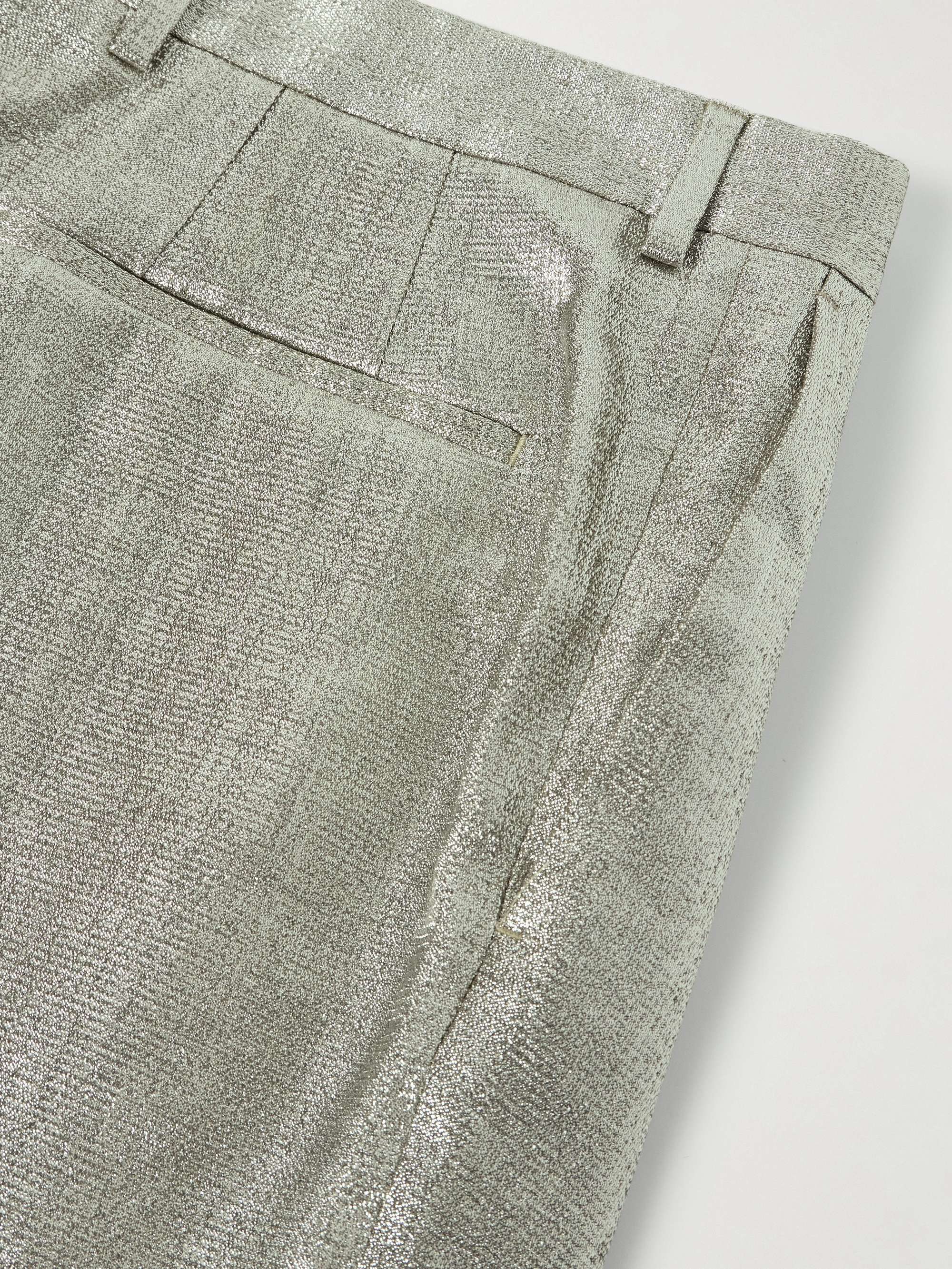 DRIES VAN NOTEN Wide-Leg Pleated Lamé Trousers for Men | MR