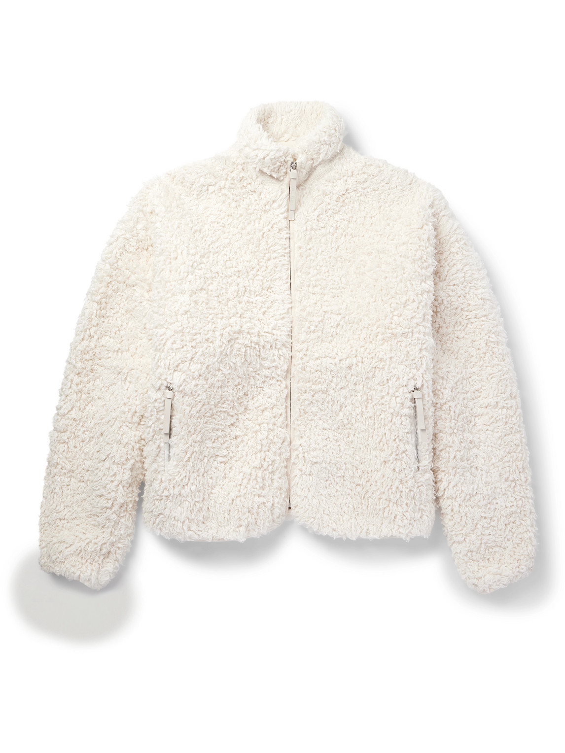Leather-Trimmed Cotton-Fleece Jacket