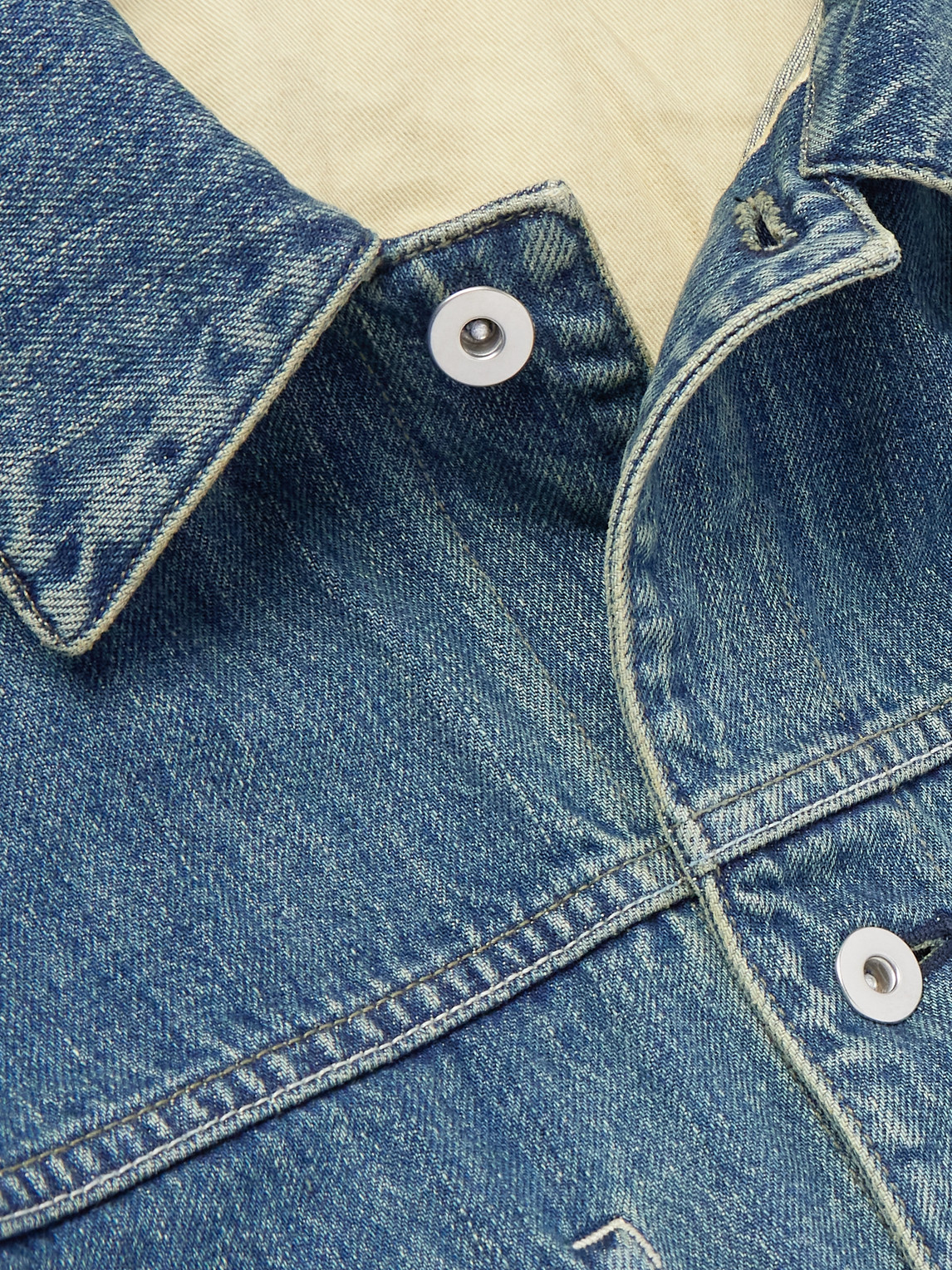 Jil Sander Denim Jacket Featuring Chest Pocket And Contrast Stitching In Blue