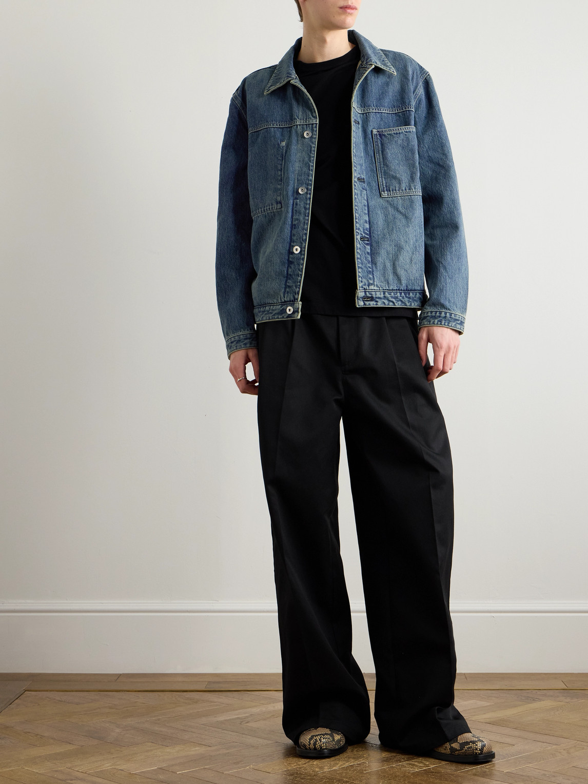 Jil Sander Denim Jacket Featuring Chest Pocket And Contrast Stitching In Blue