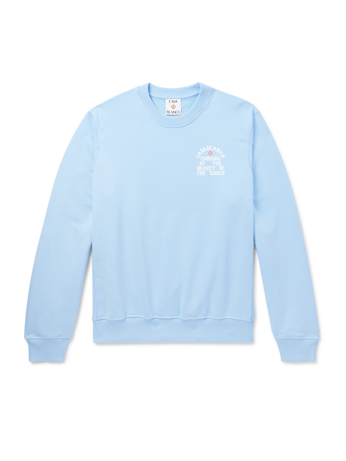 Casablanca Looking At The Beauty Of The World Logo-print Organic Cotton-jersey Sweatshirt In Blue