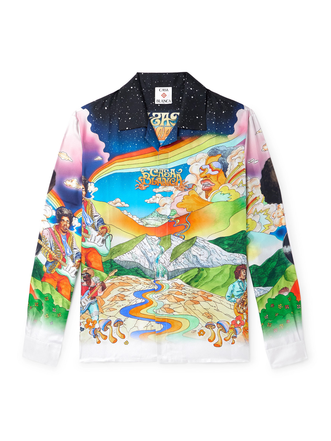 Casablanca - La Musique Convertible-Collar Printed Silk-Twill