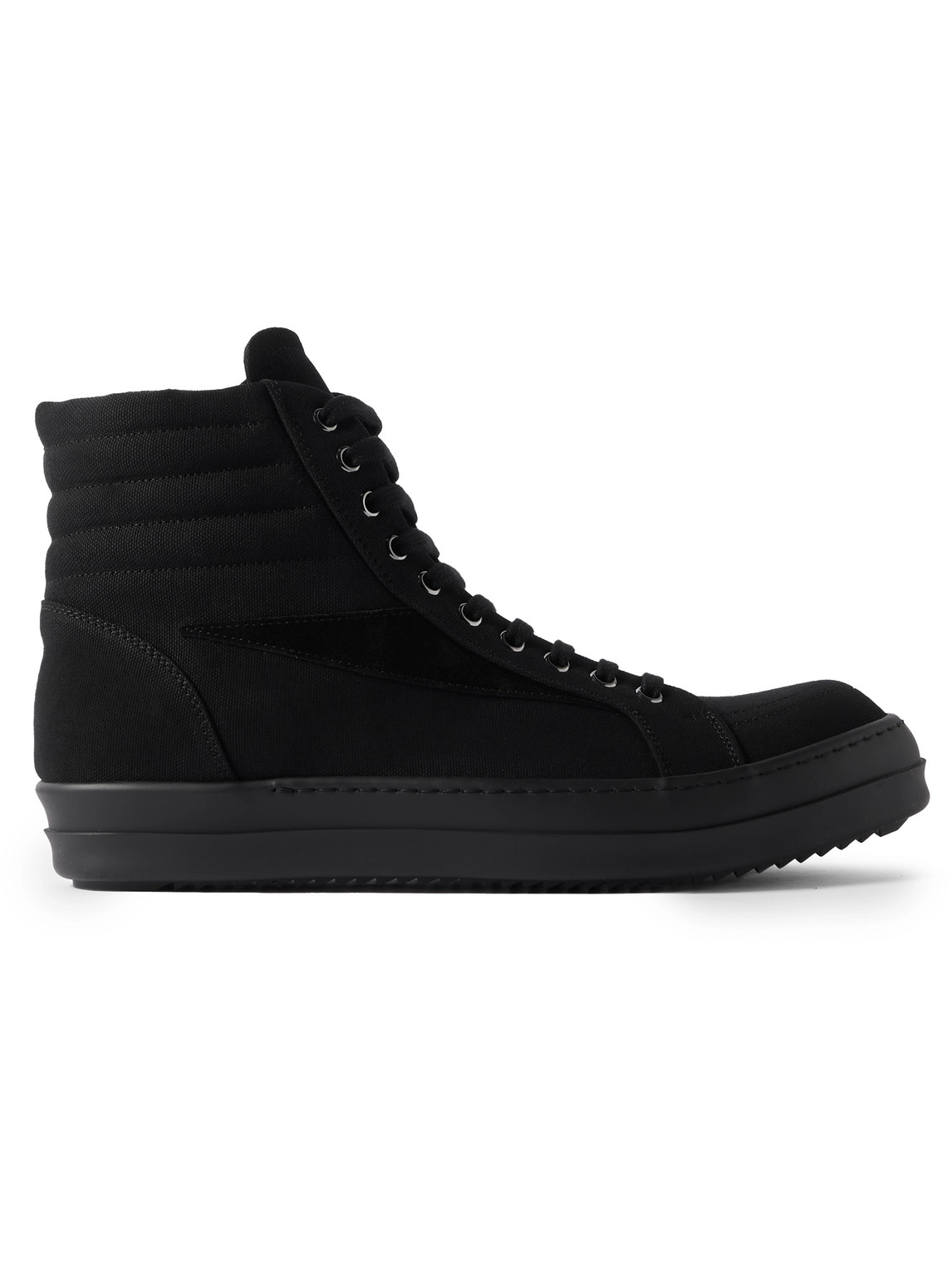 Rick Owens Drkshdw Vintage Suede-trimmed Canvas High-top Trainers In Black