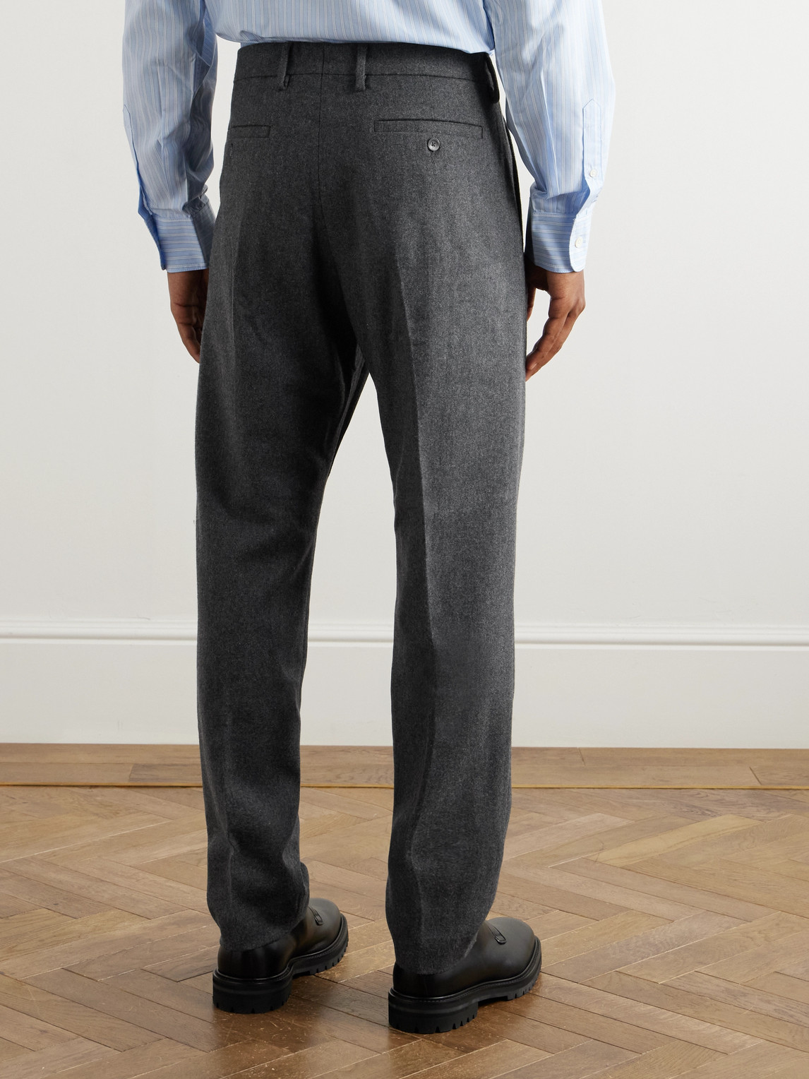 Shop Nn07 Bill 1630 Straight-leg Pleated Wool-blend Trousers In Gray