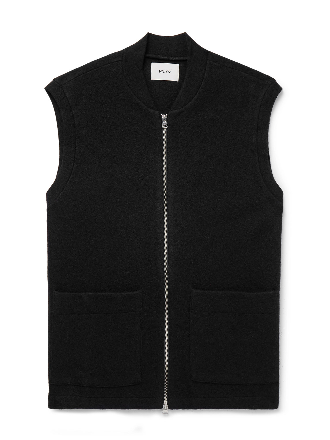 Nn07 6398 Boiled Wool Gilet In Black