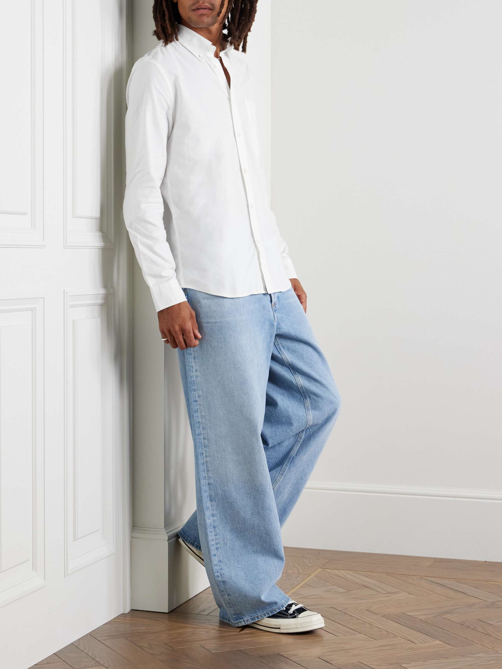 NN07 Arne Button-Down Collar Cotton-Poplin Shirt