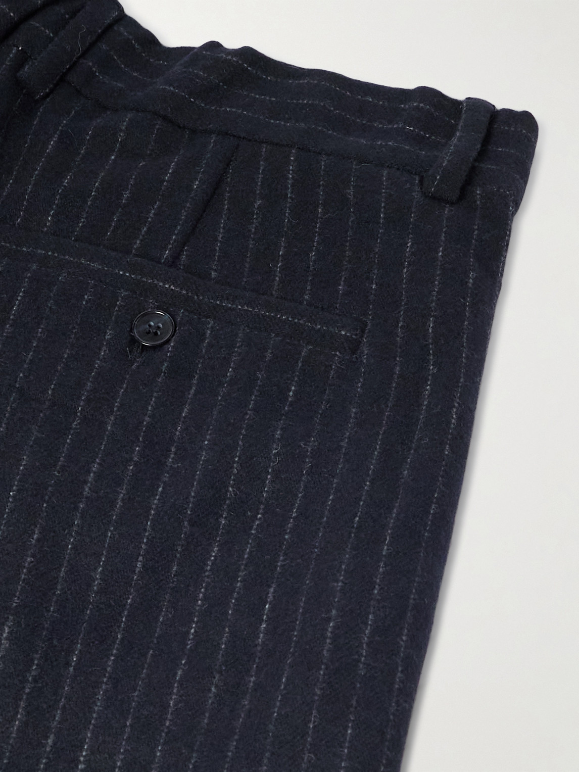 Shop Nn07 Straight-leg Pleated Pinstriped Recycled Wool-blend Trousers In Blue