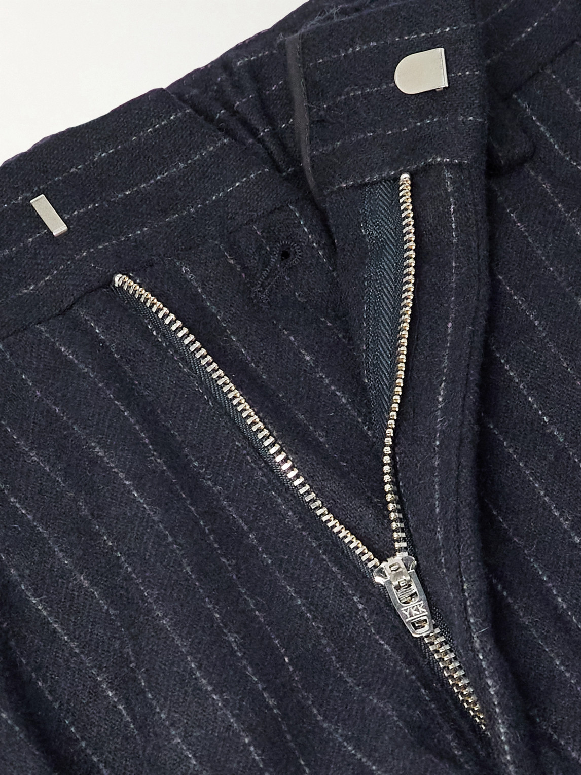Shop Nn07 Straight-leg Pleated Pinstriped Recycled Wool-blend Trousers In Blue