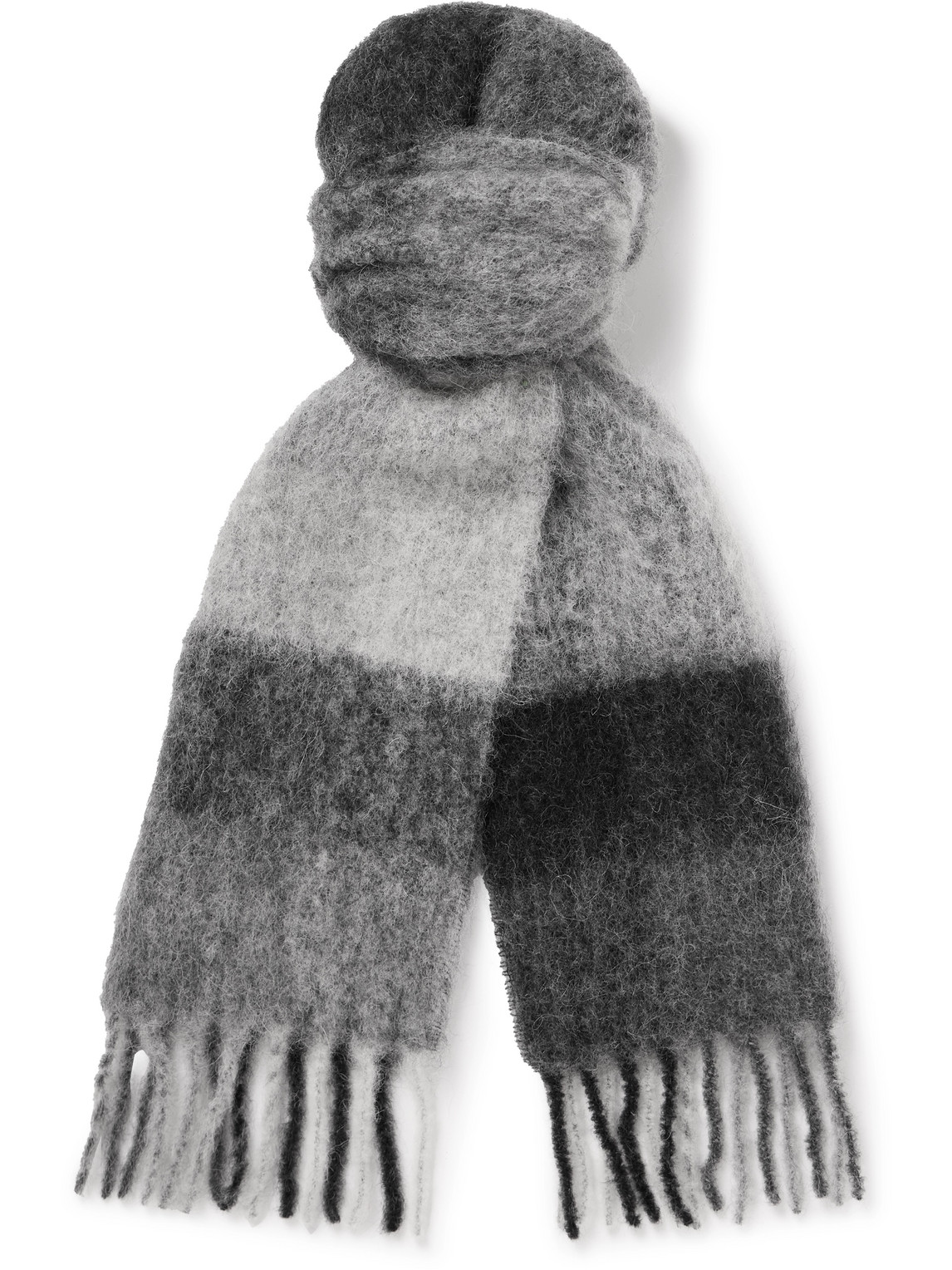 9016 Fringed Checked Knitted Scarf