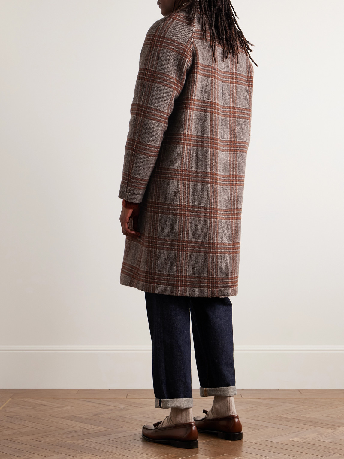 Shop Nn07 Rocko 8442 Checked Recycled Wool-blend Coat In Brown