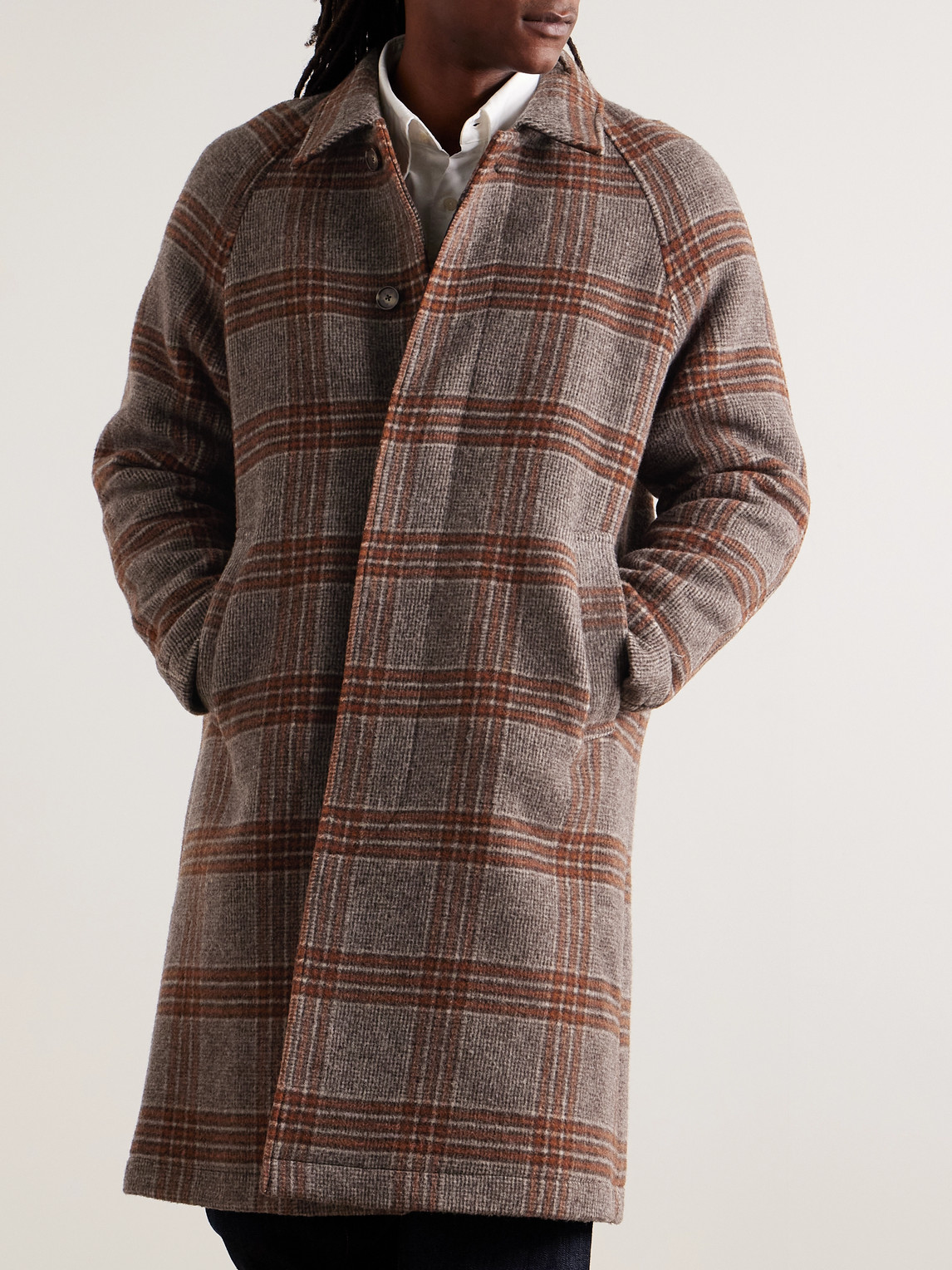 NN07 ROCKO 8442 CHECKED RECYCLED WOOL-BLEND COAT