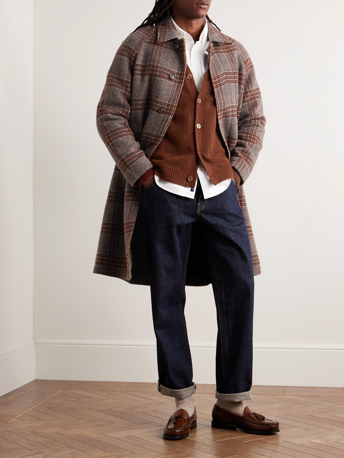 NN07 ROCKO 8442 CHECKED RECYCLED WOOL-BLEND COAT