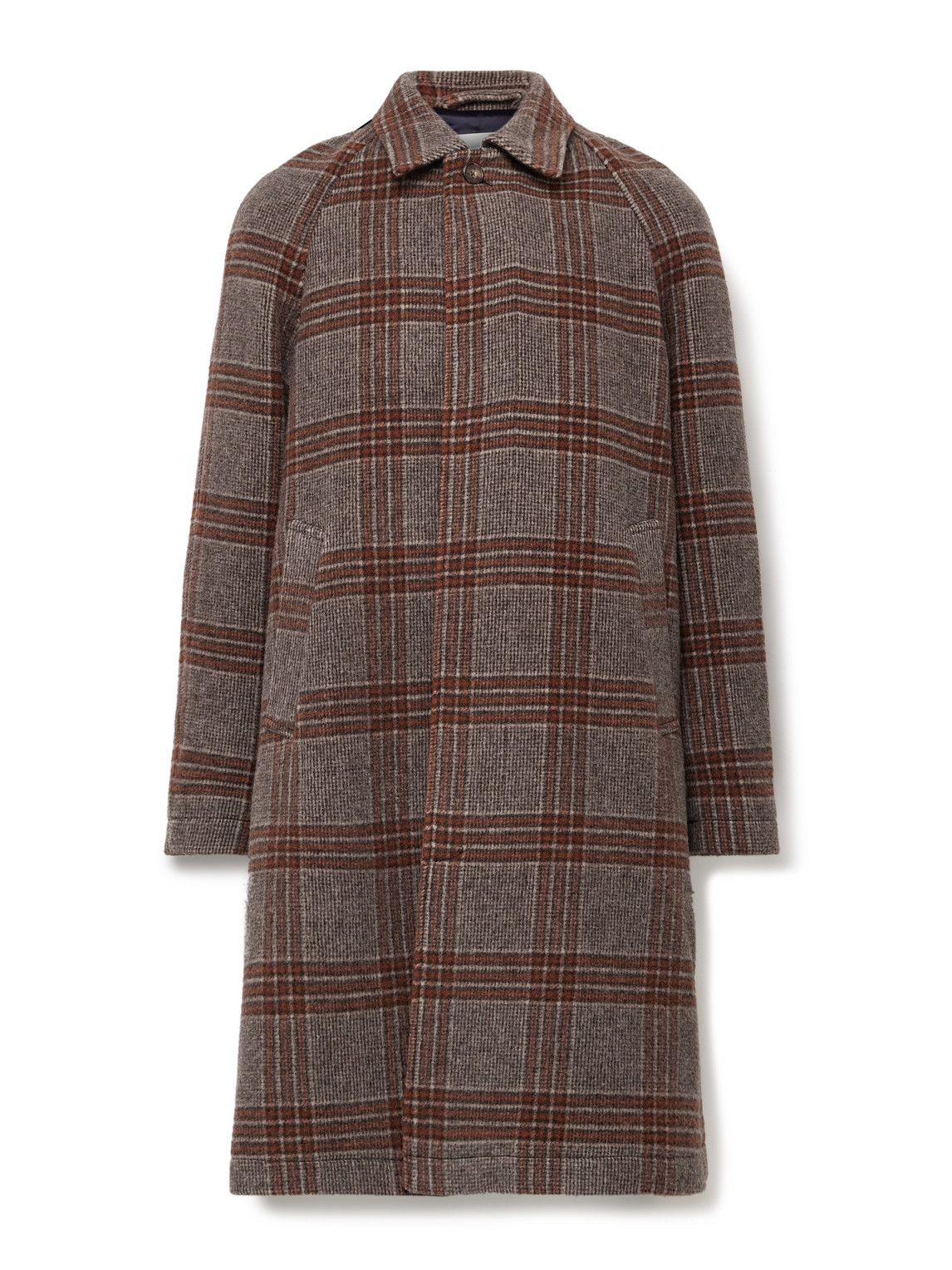 Nn07 Rocko 8442 Checked Recycled Wool-blend Coat In Brown