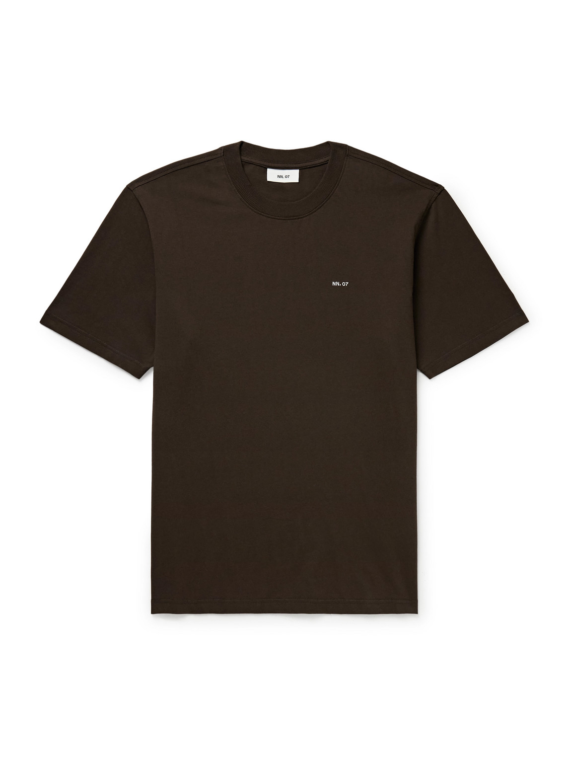 Nn07 Adam 3209 Logo-embroidered Pima Cotton-jersey T-shirt In Brown