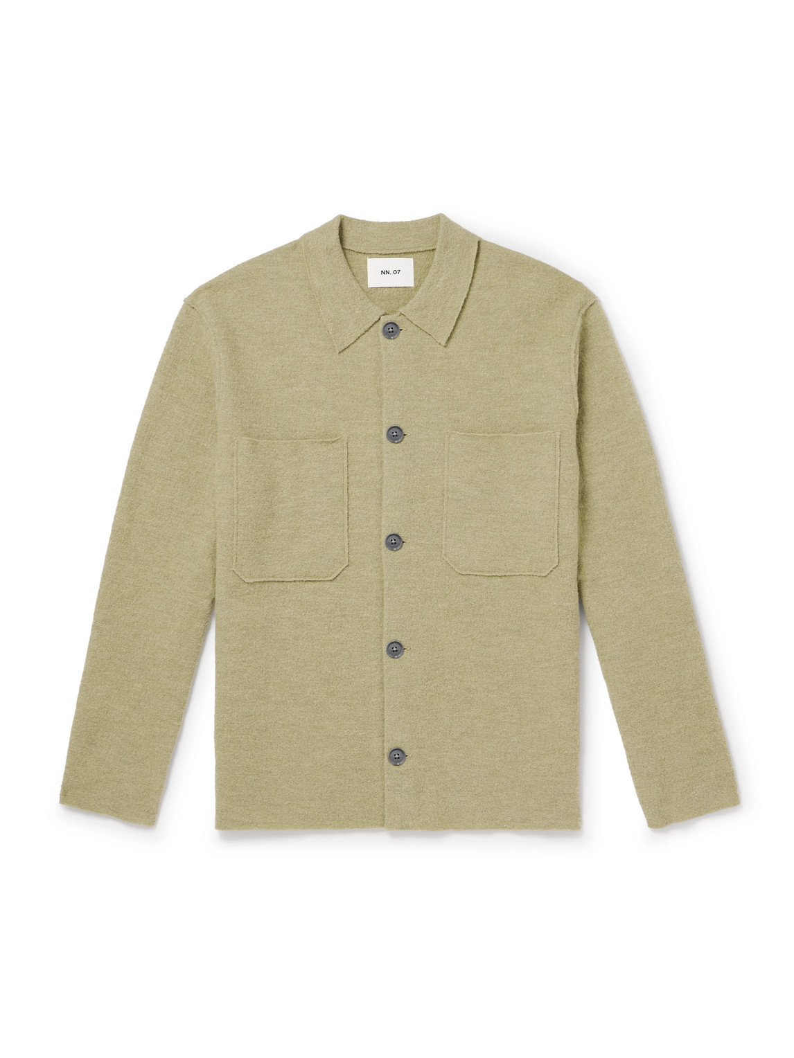 Nn07 Jonas 6398 Merino Wool Overshirt In Green