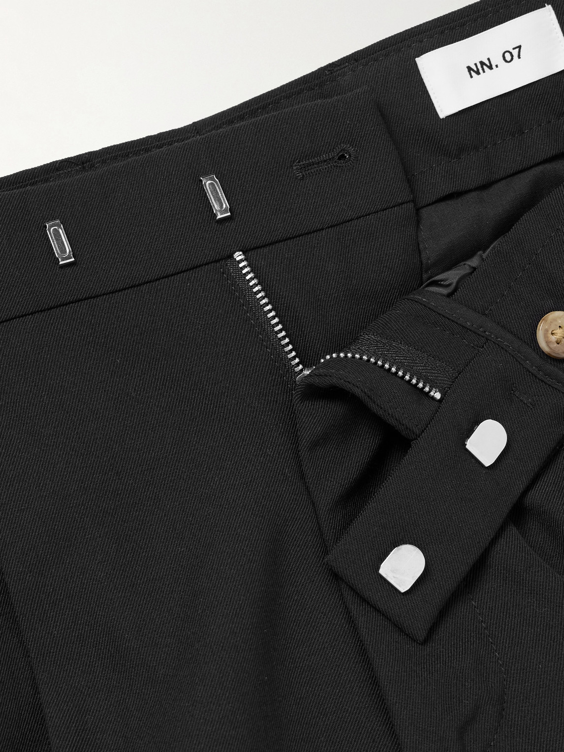 Shop Nn07 Fritz 1728 Straight-leg Pleated Recycled-twill Trousers In Black