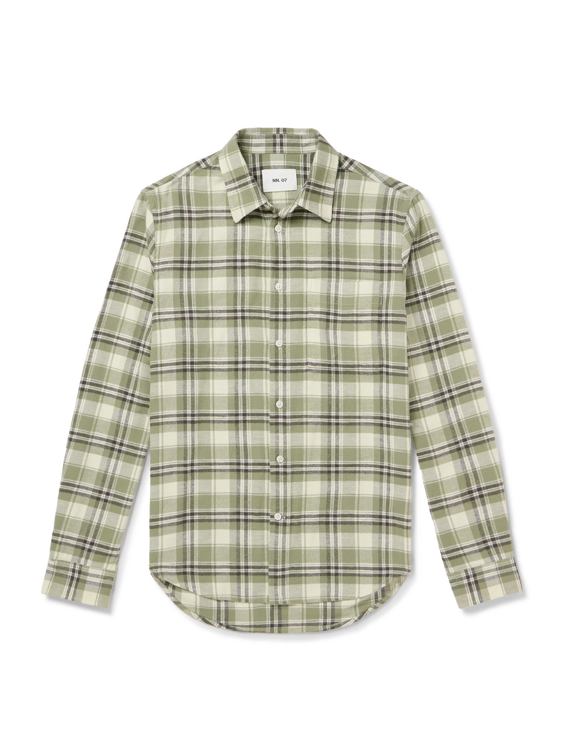 Nn07 Arne 5166 Checked Cotton-flannel Shirt In Green