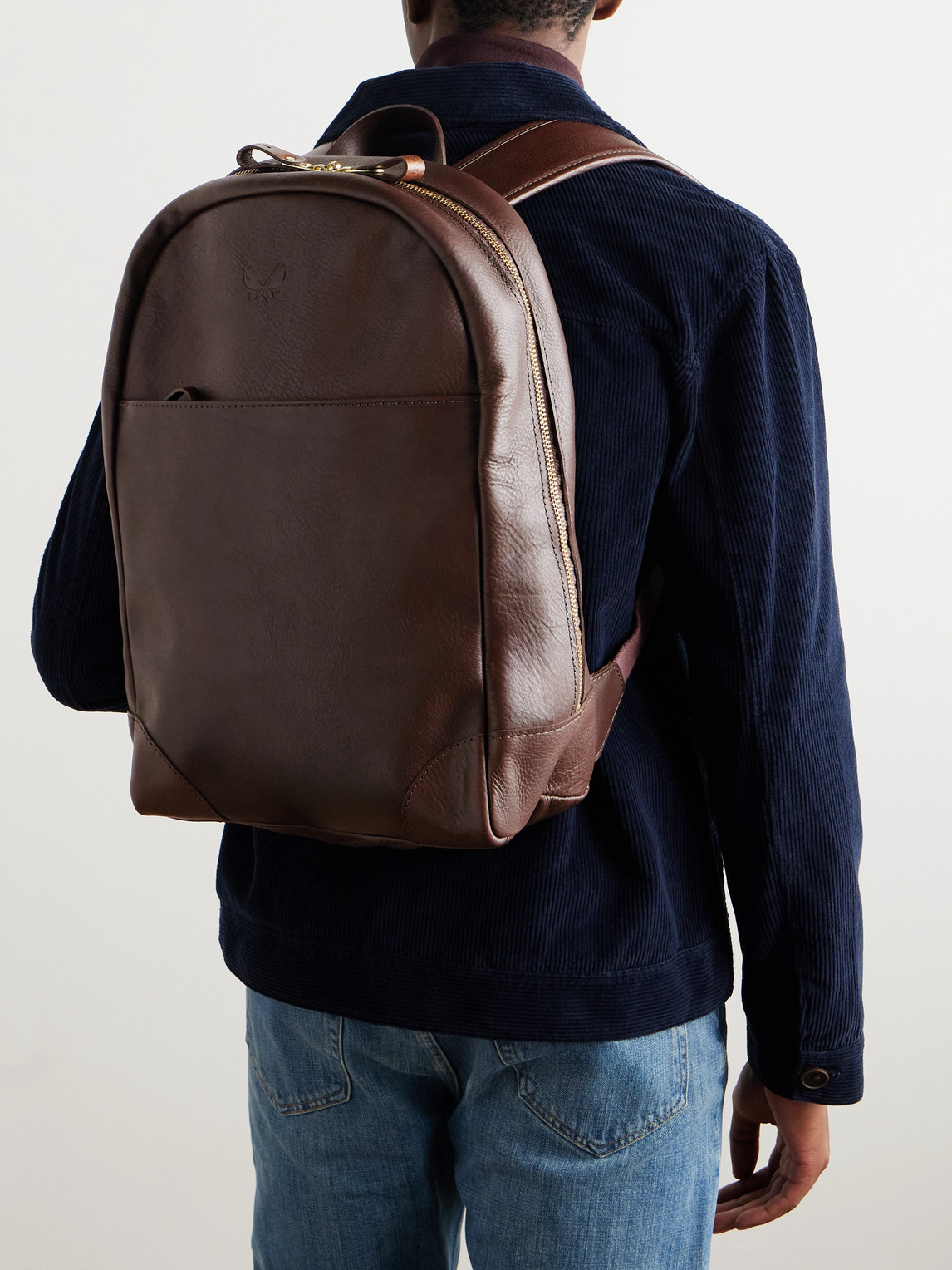 Bennett Winch Logo-debossed Full-grain Leather Backpack In Brown