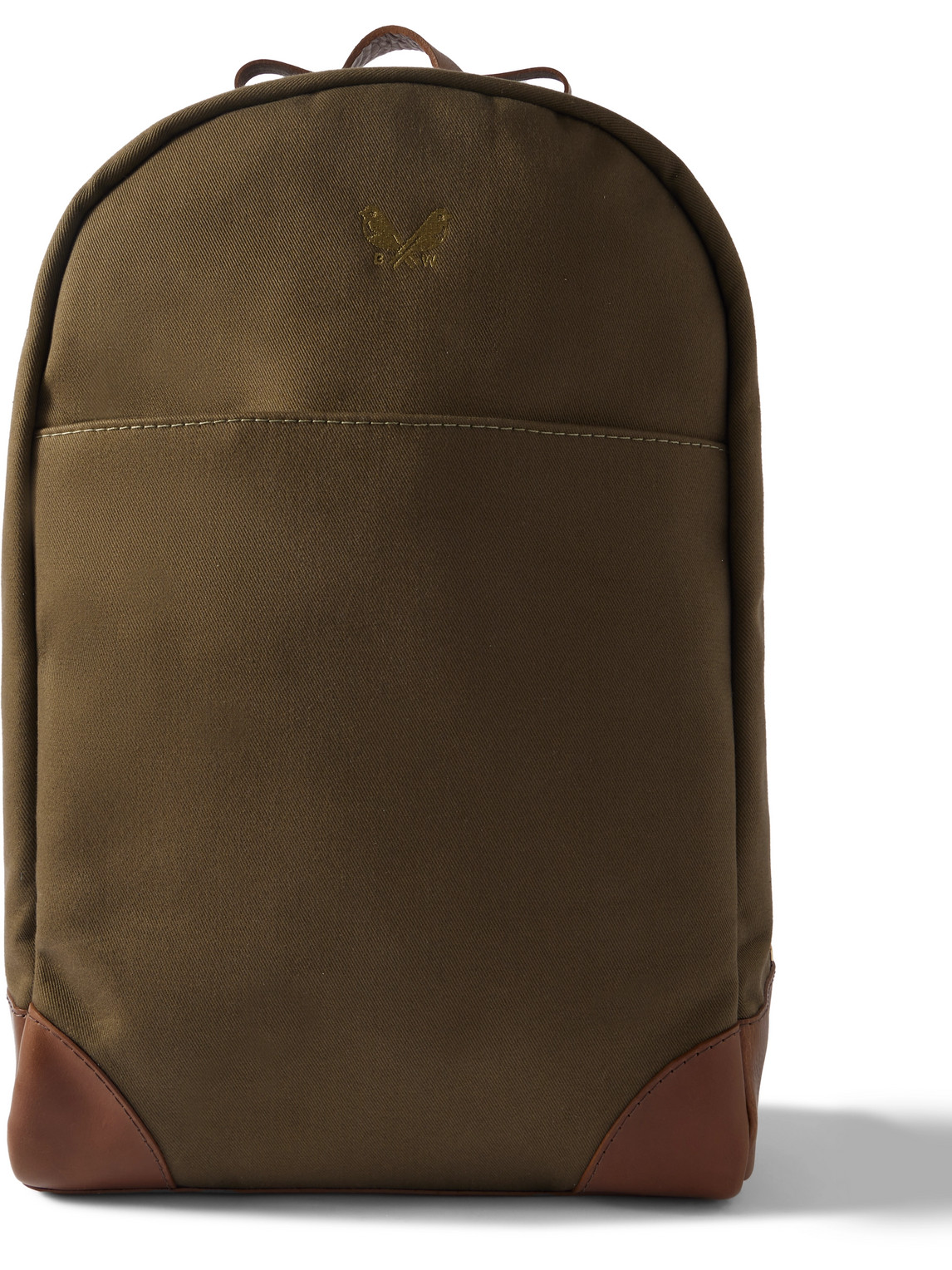 BENNETT WINCH LOGO-EMBROIDERED LEATHER-TRIMMED COTTON-CANVAS BACKPACK