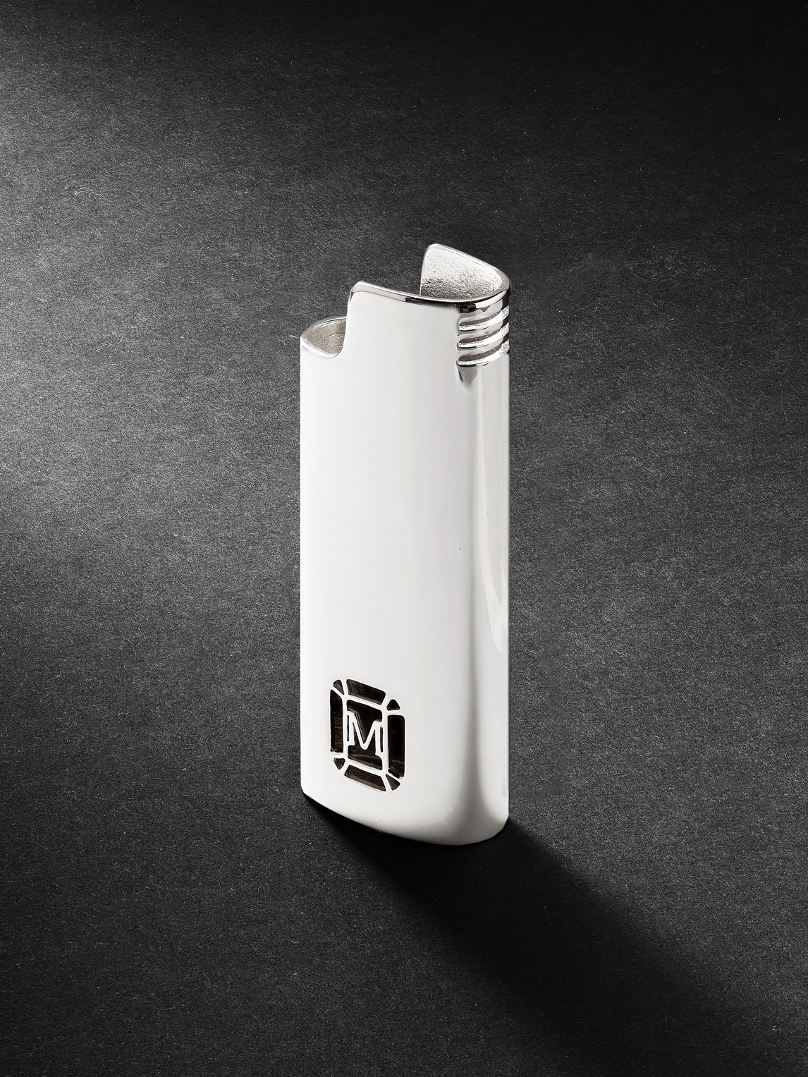 Logo-Cutout Sterling Silver Lighter Holder
