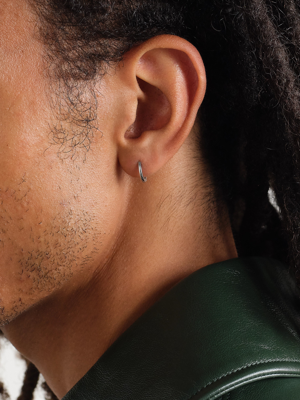 Mateo White Gold Single Hoop Earring In Silver