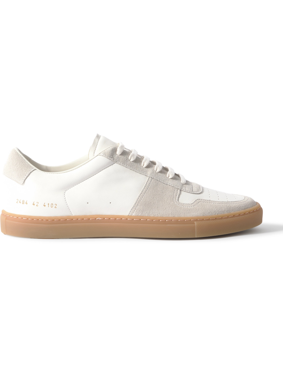 Common Projects Bball Suede-trimmed Leather Sneakers In Neutrals