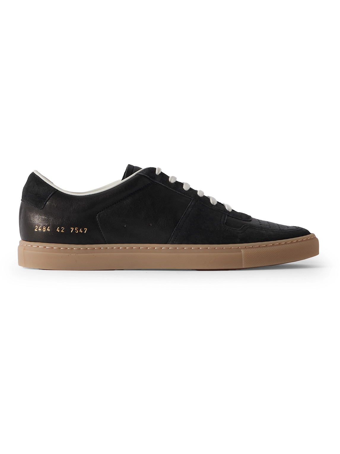 Common Projects Bball Suede-trimmed Leather Sneakers In Black