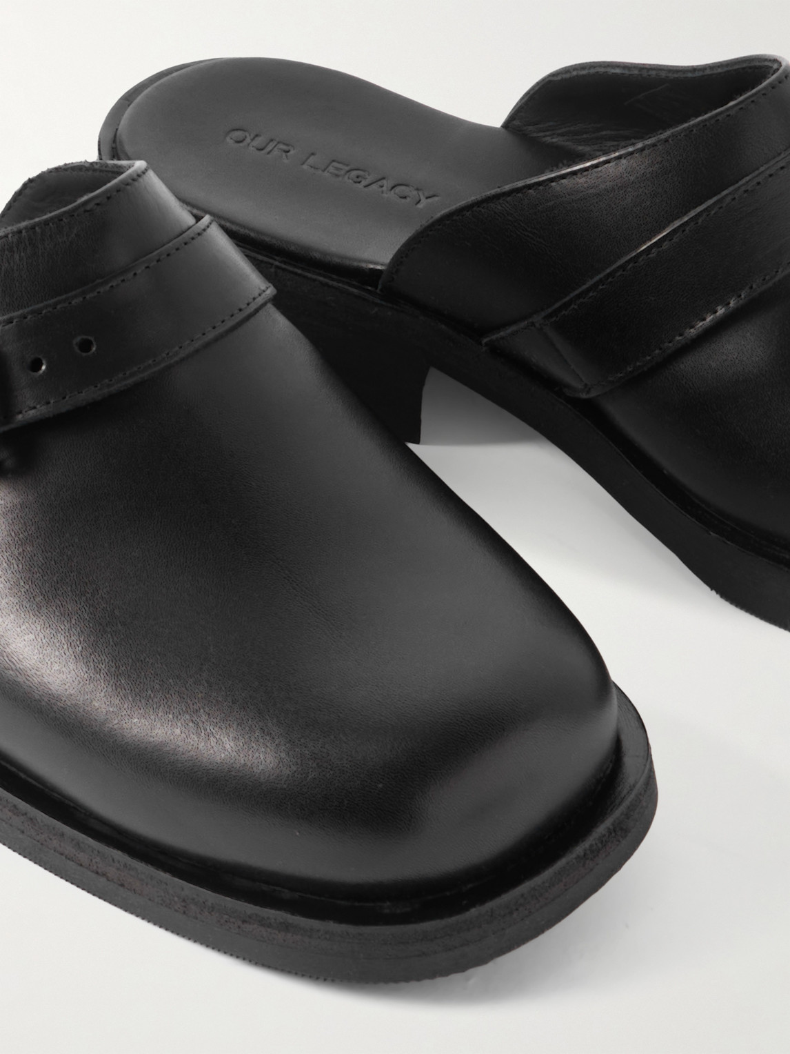 Our Legacy Ssense Exclusive Black Leather Camion Mule Loafers In Black