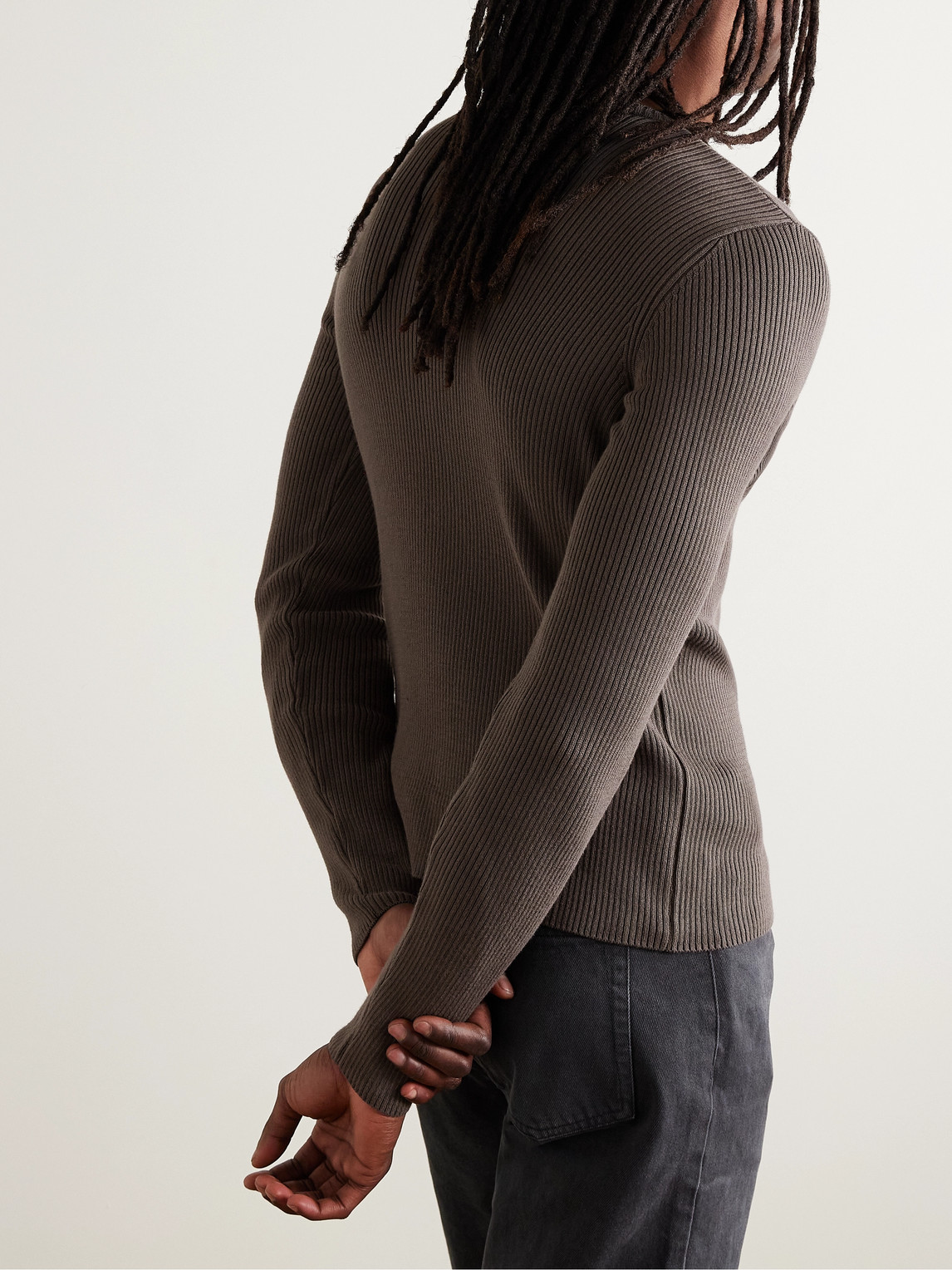 Shop Our Legacy Ribbed Cotton Sweater In Gray