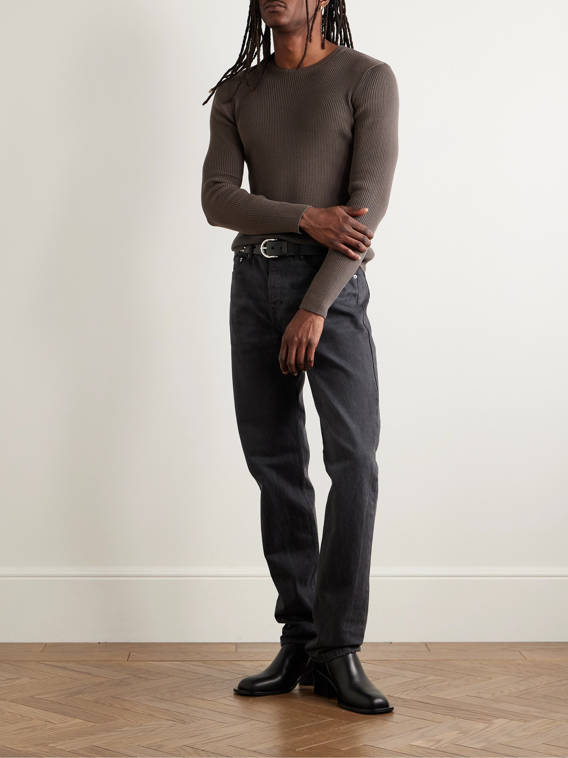 Shop Our Legacy Ribbed Cotton Sweater In Gray