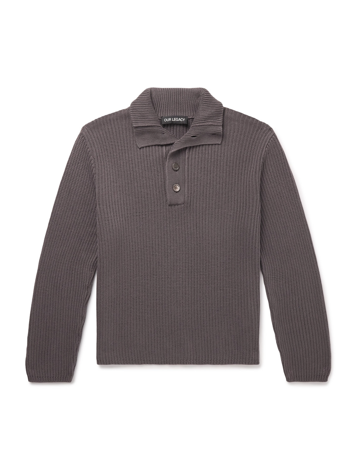 Navigator Ribbed Cotton Half-Placket Sweater