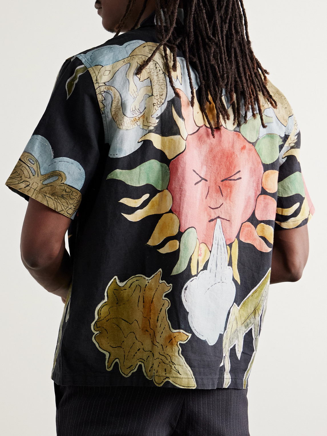 Shop Our Legacy Printed Linen And Cotton-blend Shirt In Black