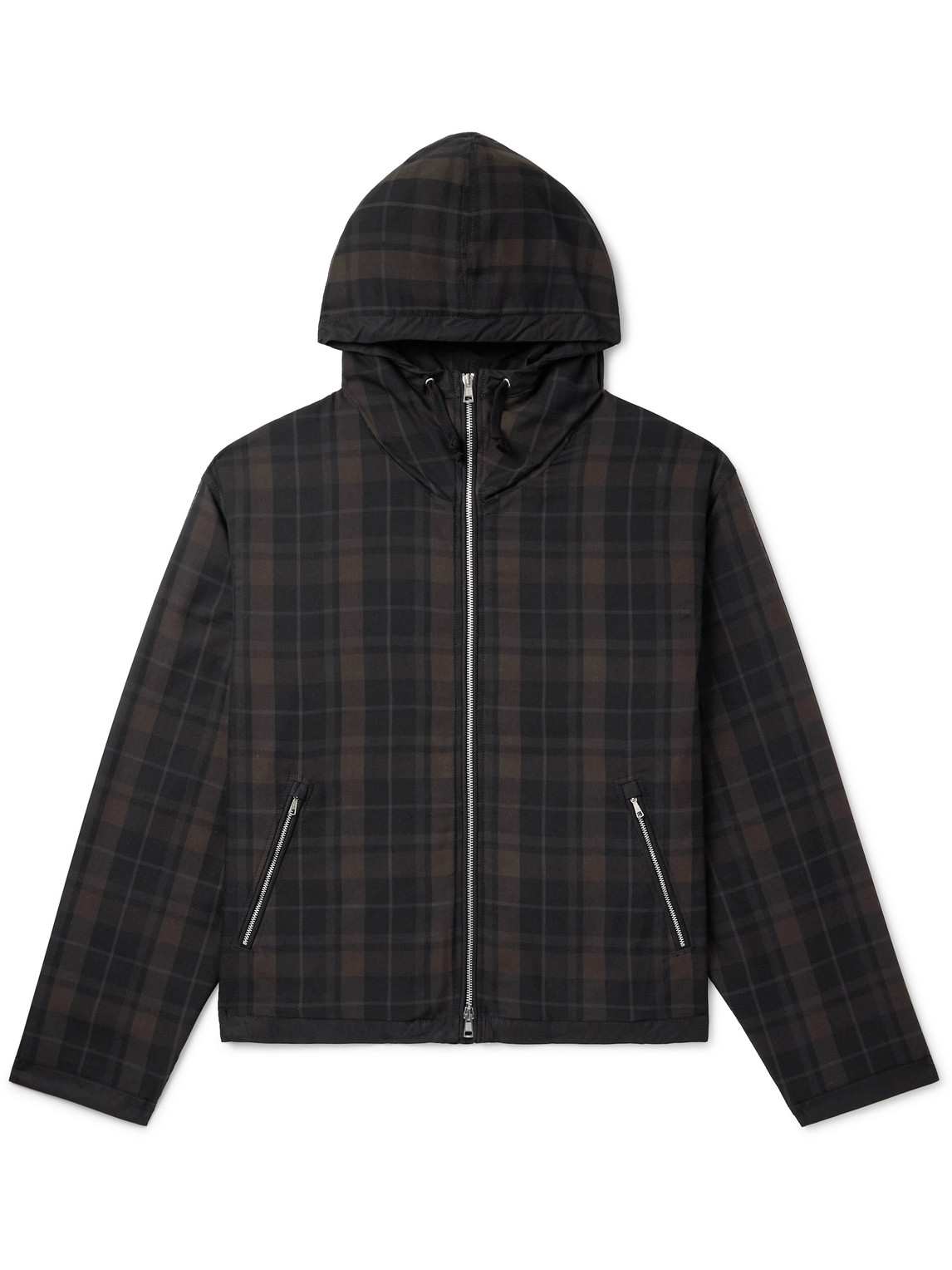 Our Legacy Riviera Checked Shell Hooded Jacket In Black