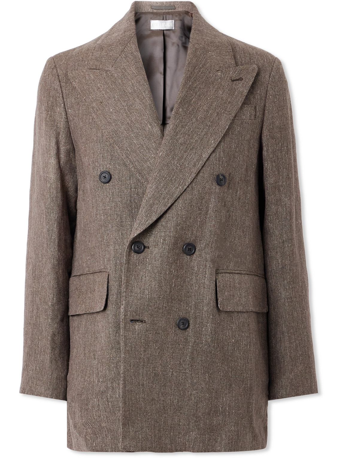 Our Legacy Double-breasted Linen And Cotton-blend Blazer In Brown