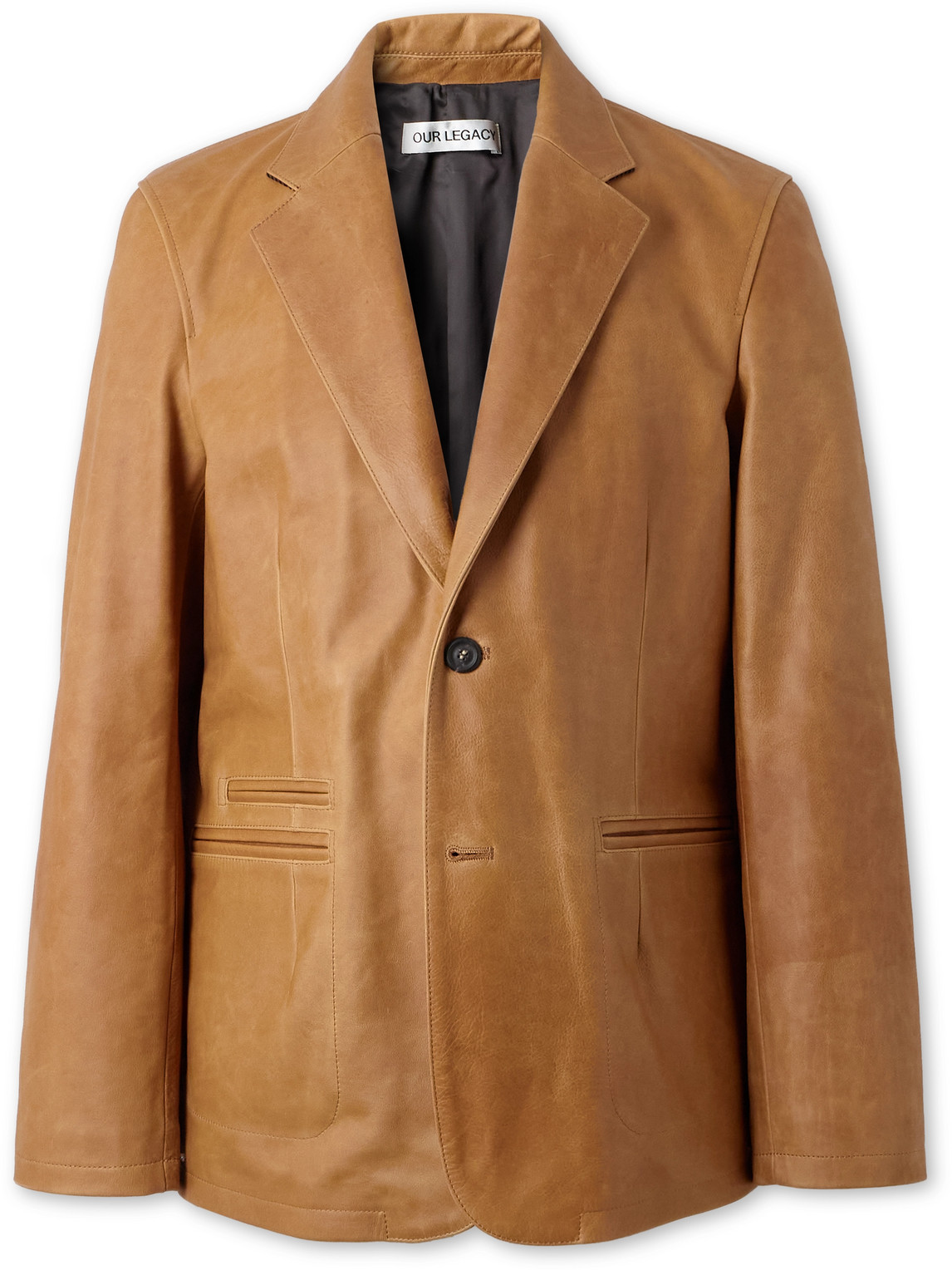 Our Legacy Camel Leather Opening Blazer In Brown