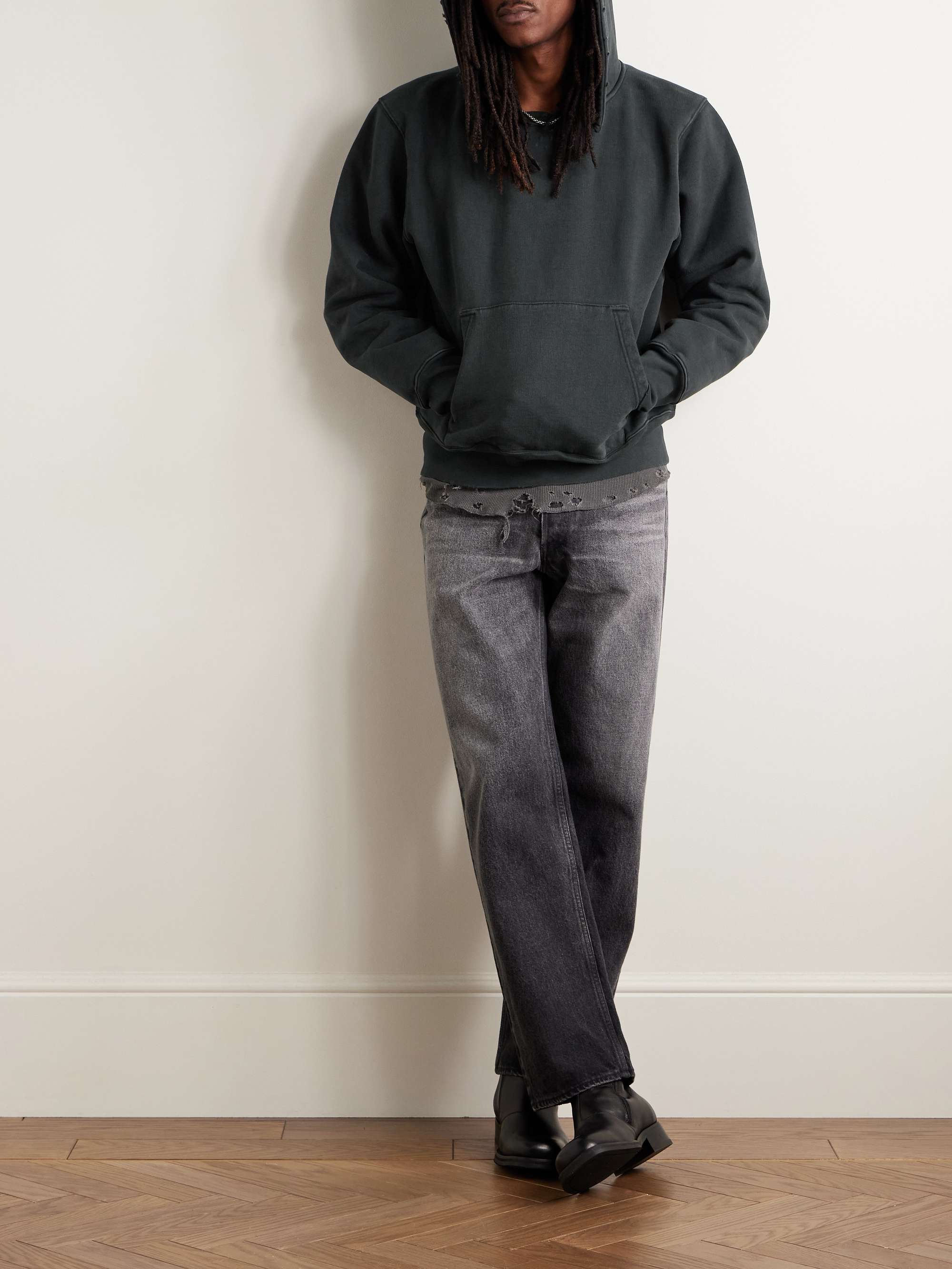 OUR LEGACY Relic Cropped Distressed Cotton-Jersey Hoodie for OUR LEGACY Relic Cropped Distressed Cotton-Jersey Hoodie for