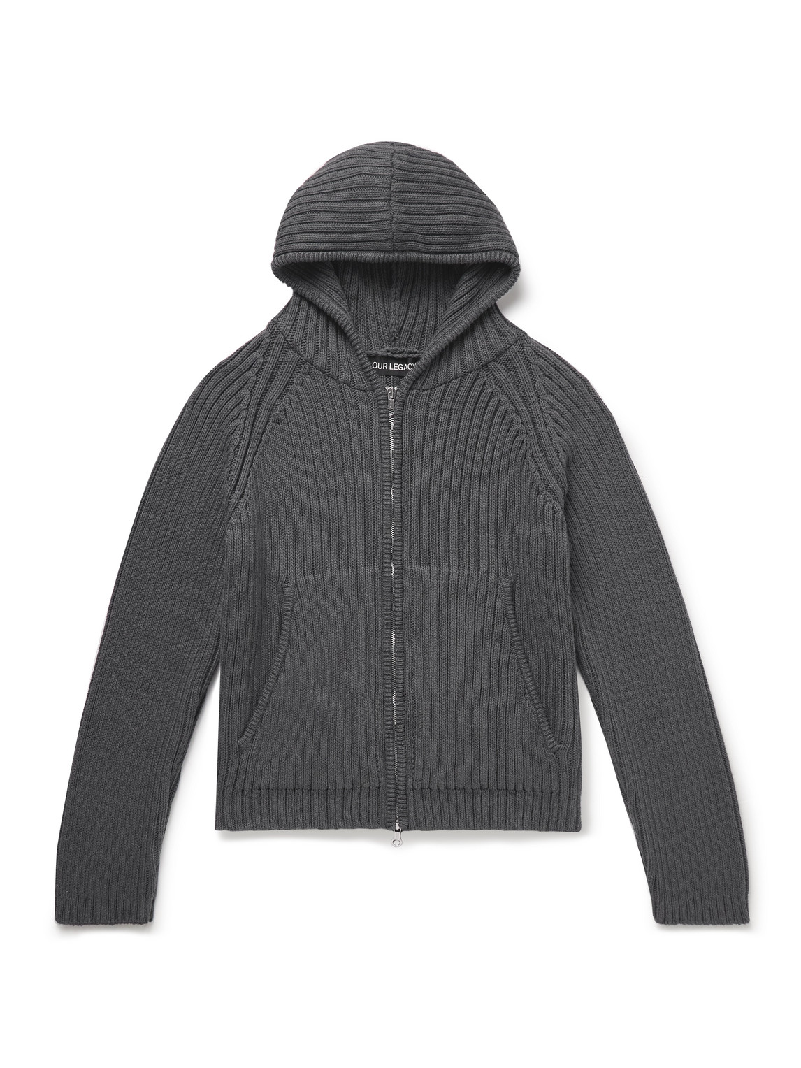 Our Legacy Level Ribbed Cotton Zip-up Hoodie In Gray | ModeSens