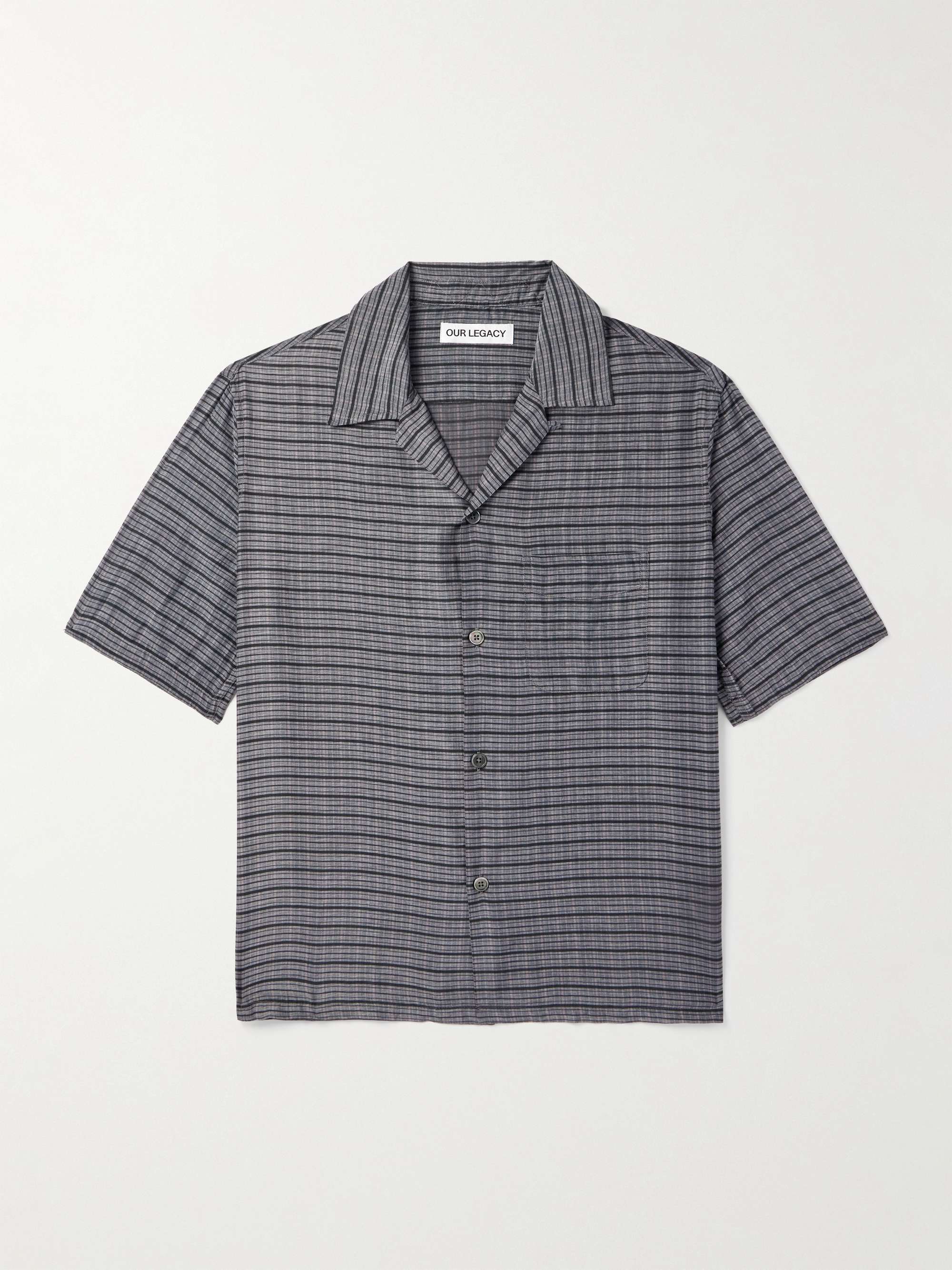 Gray Heusen Convertible-Collar Checked Cotton and Silk-Blend Gray Heusen Convertible-Collar Checked Cotton and Silk-Blend