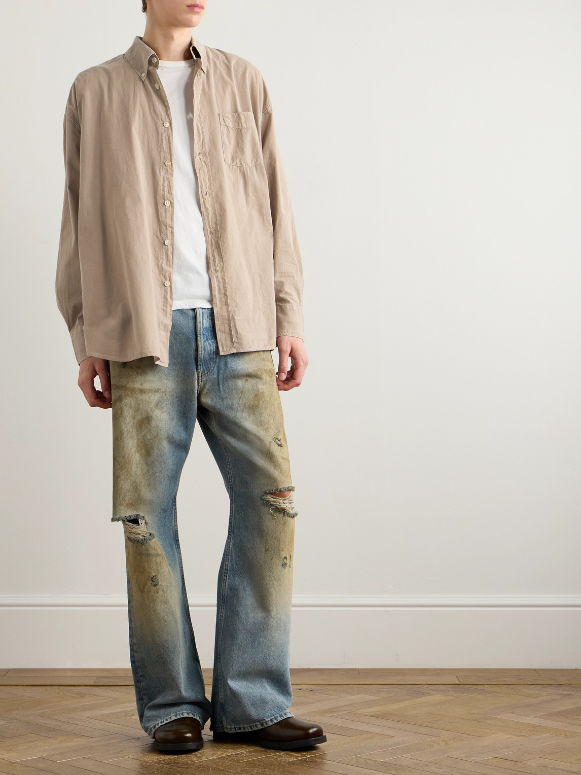 Our Legacy Casual Shirt With Buttoned Front Pocket In Neutrals