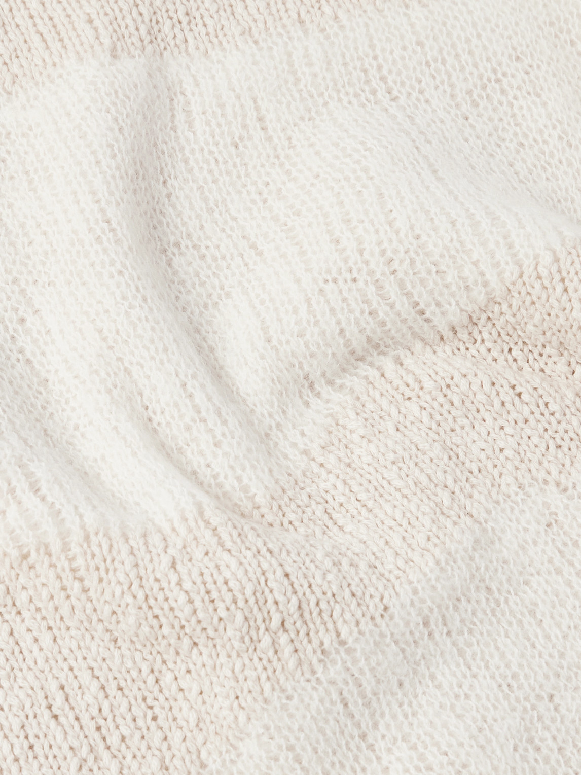 Our Legacy Popover Distressed Striped Cotton And Linen-blend Sweater In Neutrals