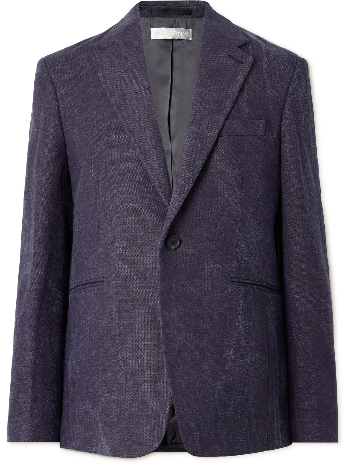 Our Legacy Shinjuku Oversized Textured-linen Blazer In Blue